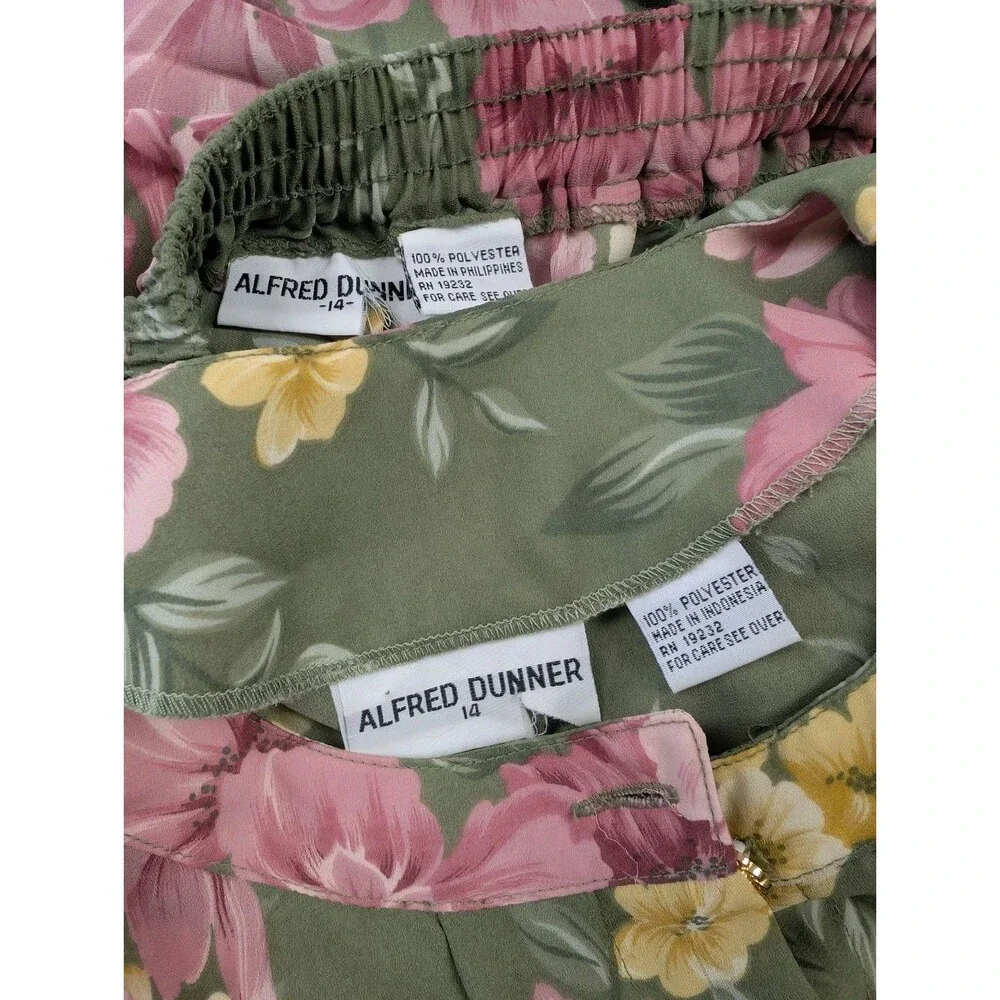 Vintage Alfred Dunner Skirt Set Floral 2pc Sz 14 Blouse  Grandmacore Sunday Best